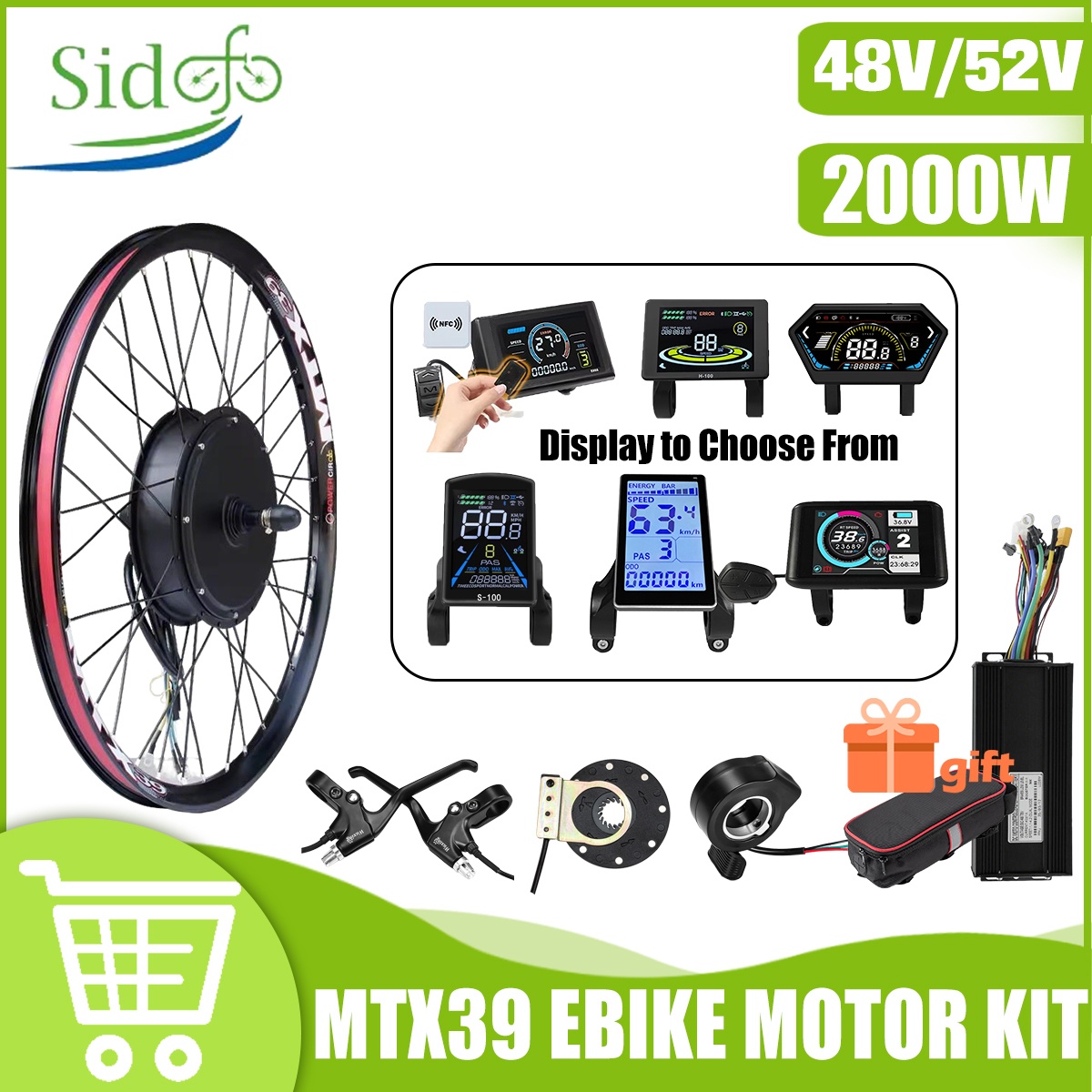 MTX39 48V/52V 2000W 전후방 허브 모터  - Gearless Hub Motor Conversion Kit 2000W With Display 리뷰 및 가격
