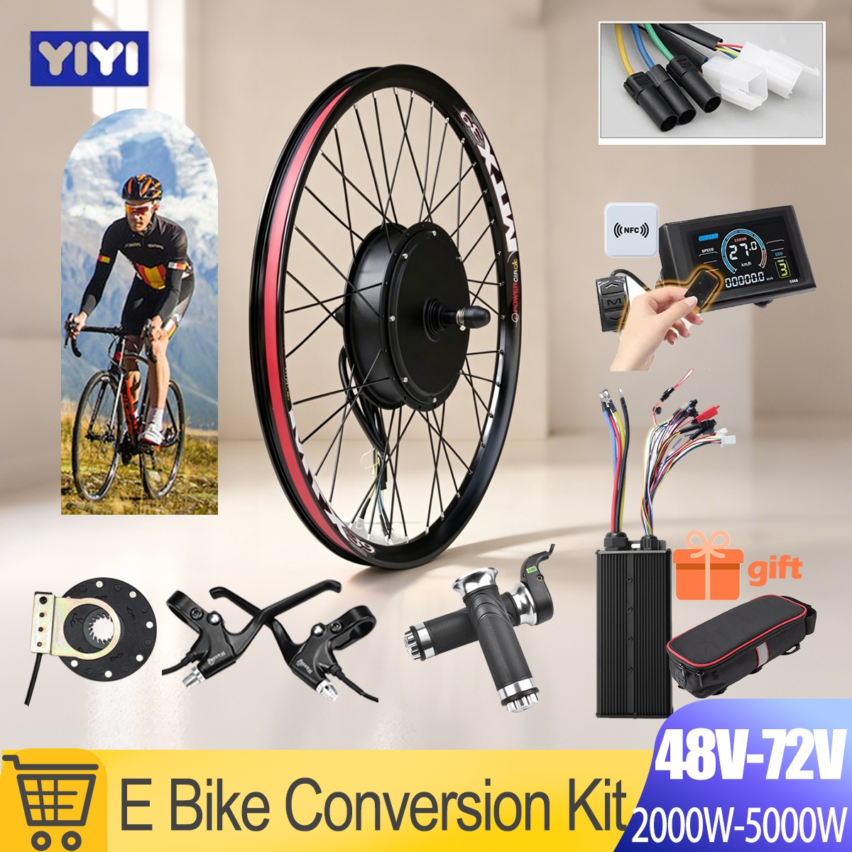 5000W 전기 자전거 개조 키트 72V, S966 N - Gearless Hub Motor Conversion Kit 2000W With Display 리뷰 및 가격